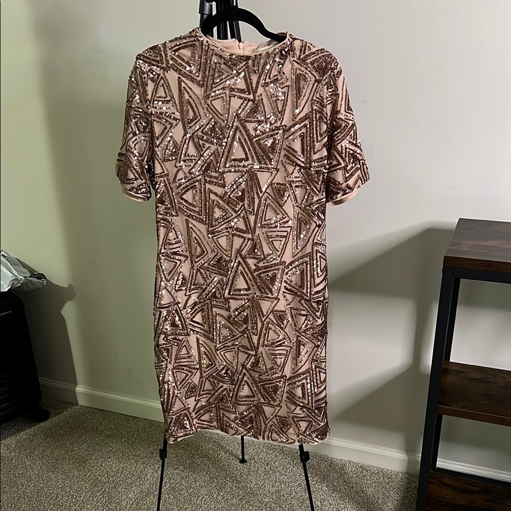 Forever 21 Geometric Sequin Mini Dress - Brown